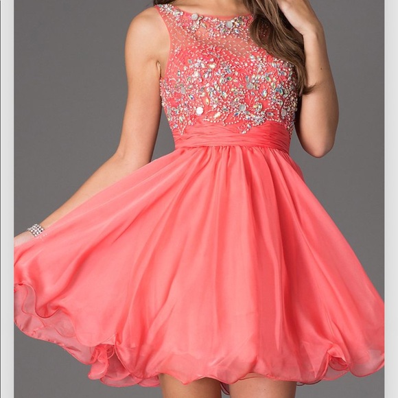 coral hoco dress